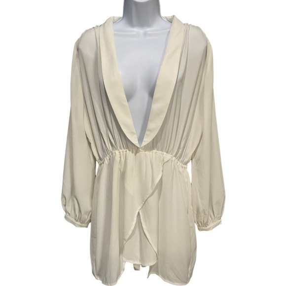 Sabo Skirt Plunge Cut Out Romper Playsuit Ivory Size M - Picture 1 of 11